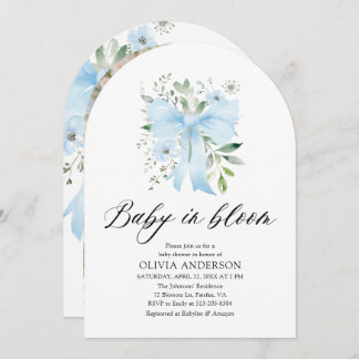 Convite Arco Azul, Chá de fraldas Floral Bloomo