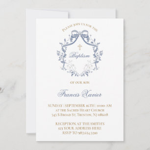 Convite arco azul elegante   Batismo