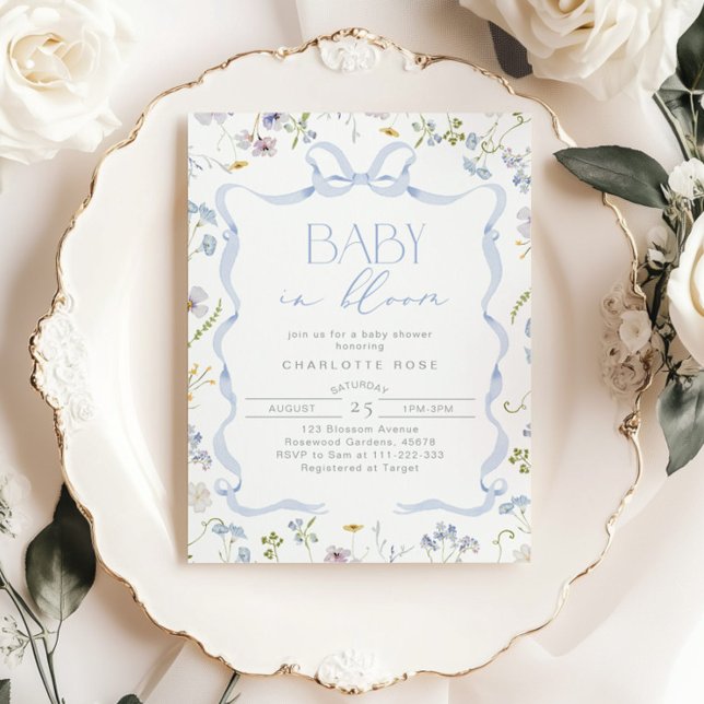 Convite Arco Azul, Flor Selvagem, Chá Blogue Baby Boy (Criador carregado)