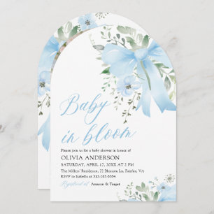Convite Arco Azul no Chá de fraldas de Arco Floral Bloquea