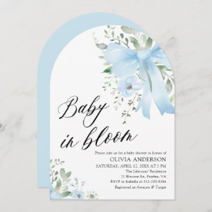 Convite Arco Azul no Chá de fraldas de Arco Floral Bloquea