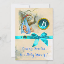 ARCO AZUL STORK BABY CHÁ GEMSTONE MONOGRAM