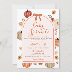 Convite Arco Baby Sprinkle Pumpkin outono Chá de fraldas o