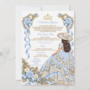 Convite Arco Bebê Azul Charra Garota Quinceañera Floral Do