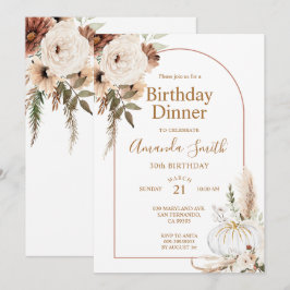 Convite Arco Boho Floral de Abóbora de Outono Aniversário
