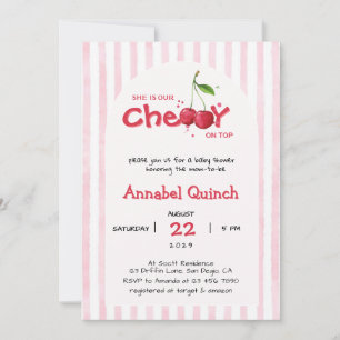 Convite Arco Boho Rosa com Cereja no Topo Chá de Bebê Meni
