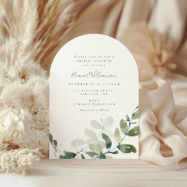 Convite Arco Botânico de Eucalipto Estilo Boho para Chá de