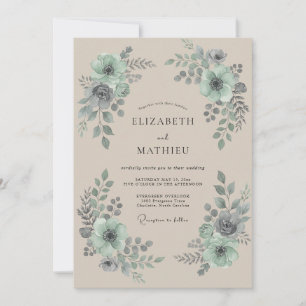 Convite Arco Botânico de Noiva em Verde Menta