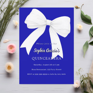 Convite Arco branco azul-real Quinceanera