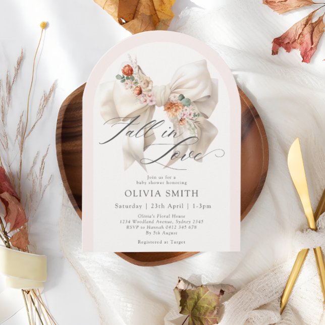 Convite Arco branco elegante Chá de fraldas floral (Criador carregado)