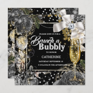 Convite Arco brilhante do chique rosa branco preto