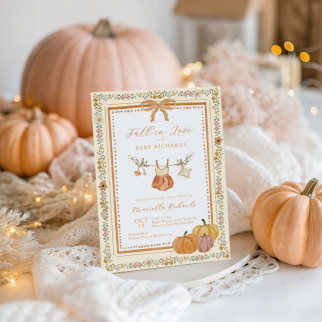 Convite Arco Cai no Amor Queda Chá de fraldas Girl (Criador carregado)