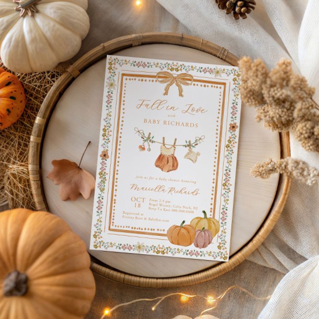 Convite Arco Cai no Amor Queda Chá de fraldas Girl (Criador carregado)