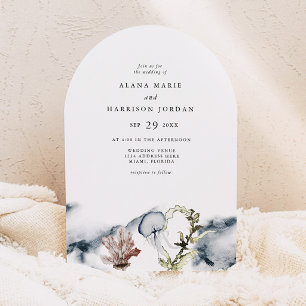 Convite Arco Casamento Praia de Coral de Água-viva Oceano