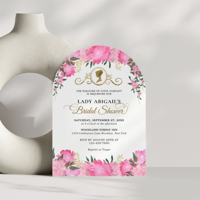 Convite Arco-Chá de panela vitoriano, cor-de-rosa, (Criador carregado)