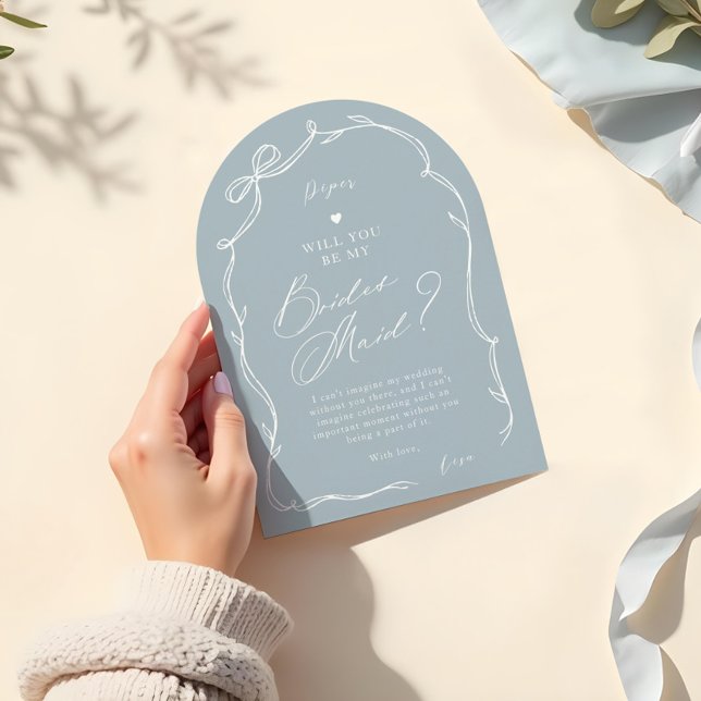 Convite Arco Chic Desenhado À Mão E Proposta De Bridesmaid (Hand Drawn Chic Bow & Ribbon Bridesmaid Proposal Invitation)