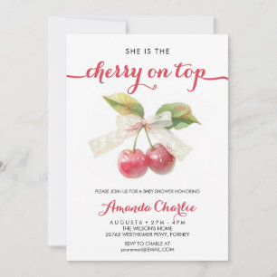 Convite Arco Coquette Cherry no Chá de fraldas superior da