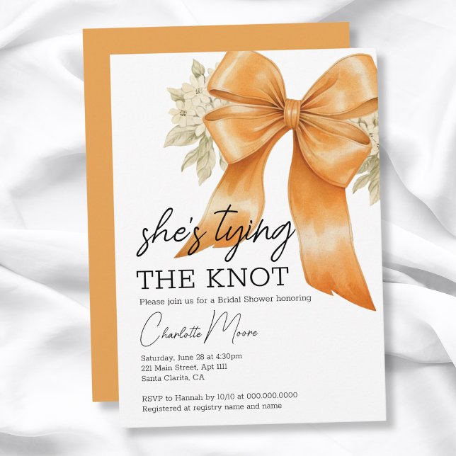 Convite Arco Coquette Ela é Chá de panela Casando (Coquette Bow She's Tying The Knot Bridal Shower Invitation
)