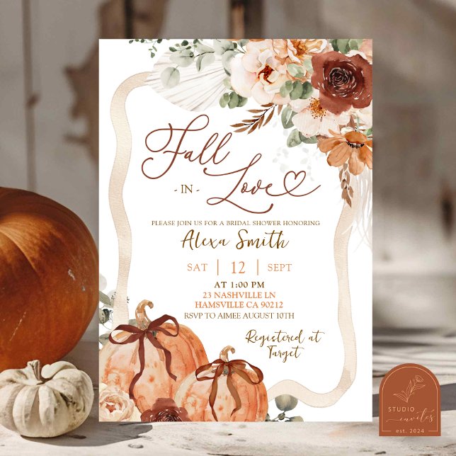 Convite Arco Coquette Pumpkin Fall Ivory Boho Chá (Criador carregado)