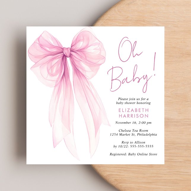 Convite Arco Cor de Água,  Rosa, Chá (Celebrate the upcoming arrival of your baby girl with a beautiful baby shower invitation)