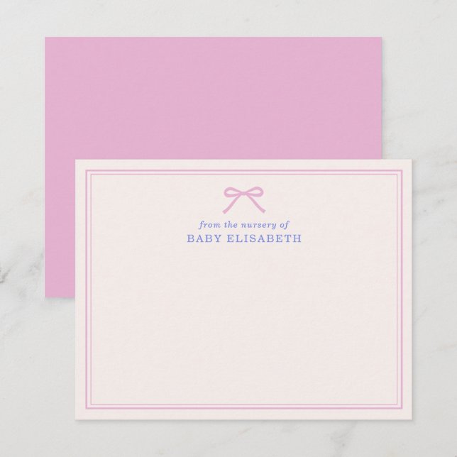 Convite Arco cor-de-rosa, dois quadros, do berçário de, (Frente/Verso)