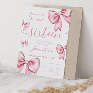 Convite Arco Cor-de-rosa-pincelado Coquette Doce 16