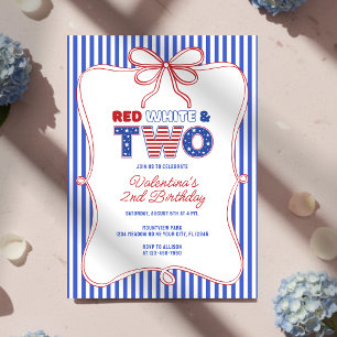Convite Arco de 2º Aniversário Menina Americana Vermelho B