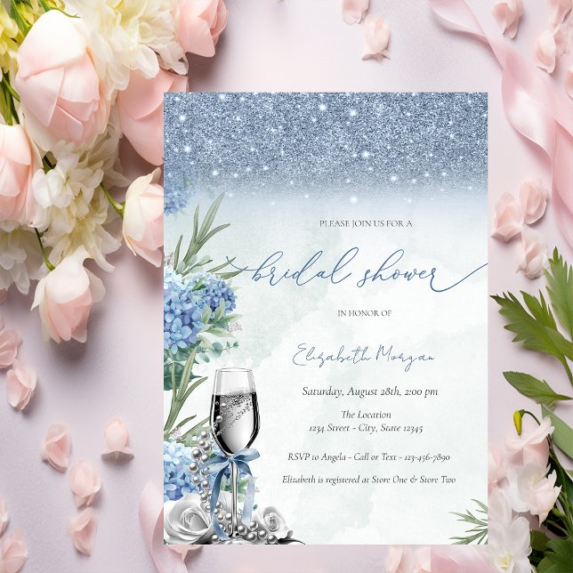 Convite Arco de algo azul brilho Champagne Hydrangea (Criador carregado)