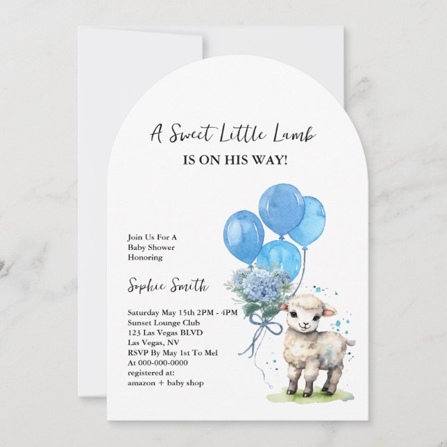 Convite Arco de Aquarela de Chá de fraldas de Boca Doce (Frente)