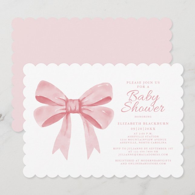 Convite Arco de Aquarela Rosa Menina Menina Chá Elegante P (Frente/Verso)