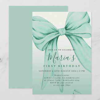 Convite Arco de Aquarela Verde Personalizado para Primeiro