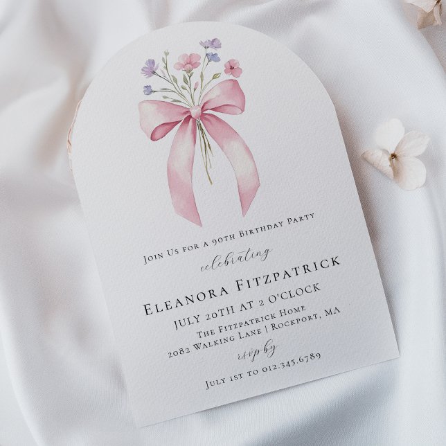 Convite Arco de Arco rosa-Festa de aniversário de 90 silve (Criador carregado)