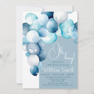 Convite Arco de balões azuis Oh Boy baby shower
