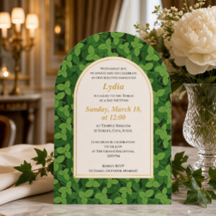 Convite Arco de Bat Mitzvah com Bordadura de Folha Verde E