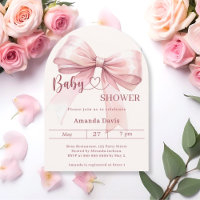 Arco de bebê menina creme bege laço rosa Chá de Be