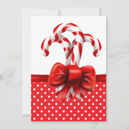 Convite Arco de canas de Natal com pontos vermelhos e bran