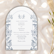 Arco de Casamento Azul Francês Elegante com Crista