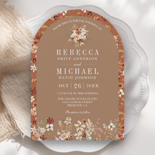 Convite Arco de Casamento Bege de Terracota com Flores Sil