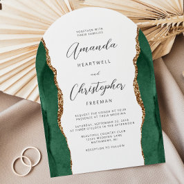 Convite Arco de Casamento com Ágata Esmeralda Verde Dourad