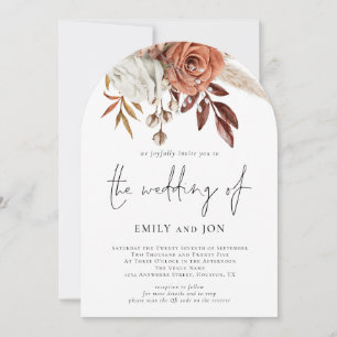 Convite Arco de Casamento com Código QR de Florais de Terr