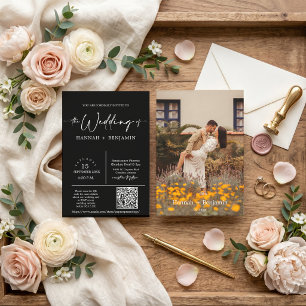 Convite Arco de Casamento com Código QR de Foto em Rótulo 