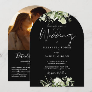 Convite Arco de casamento com código QR de foto floral pre