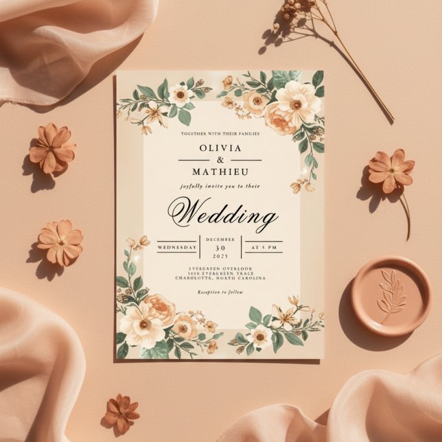 Convite Arco de Casamento com Flor de Pêssego Suave (Criador carregado)