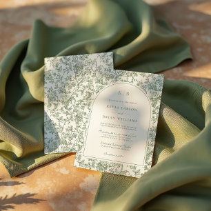 Convite Arco de casamento com monograma em toile floral ve