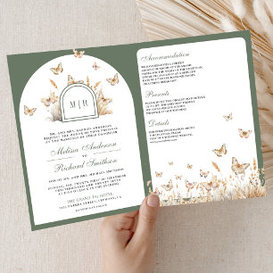 Convite Arco de casamento de borboleta de flor silvestre b