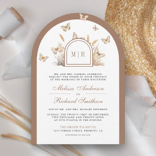 Convite Arco de Casamento de Borboleta de Flor Silvestre B