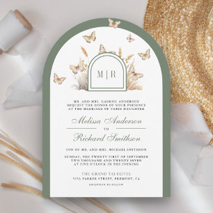 Convite Arco de Casamento de Borboleta de Flor Silvestre B