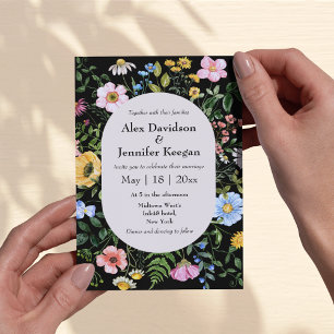 Convite Arco de Casamento de Flores Silvestres em Aquarela