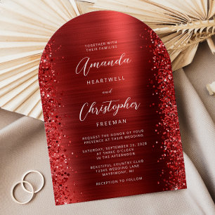 Convite Arco de Casamento de Metal Polido Vermelho Glam