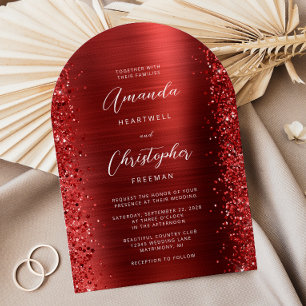 Convite Arco de Casamento de Metal Polido Vermelho Glam